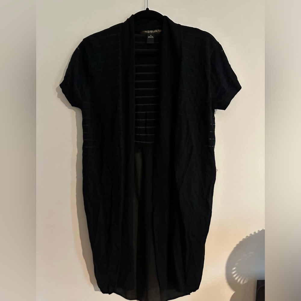 August Silk Black Open Front Cardigan